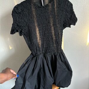 Black Ruched Short Sleeve mini Dress